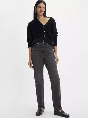 LEVI’S PREMIUM 70s HIGH SLIM STRAIGHT JEANS BLACK CHARCOAL WASH SIZE 27